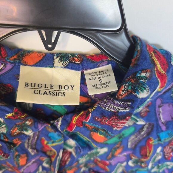 Vintage Bugle Boy Classics Crazy Hat Lady Button-Up Short Sleeve Collared Shirt - Picture 3 of 11